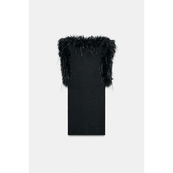 ZARA RIB FAUX FUR TOP - Picture 6 of 7